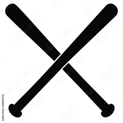 Black crossed baseball bats sports equipment illustration