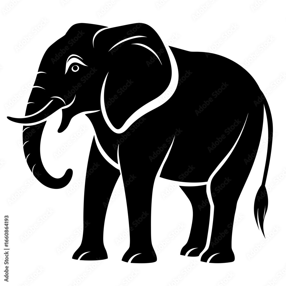 Fototapeta premium Simple Elephant Black Outline Illustration