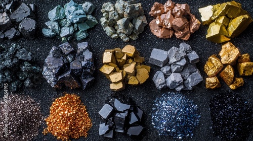 Small piles of extracted minerals illustrate the importance of resource management.