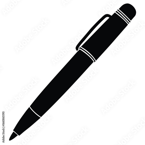 Black pen with clip and bands writing instrument