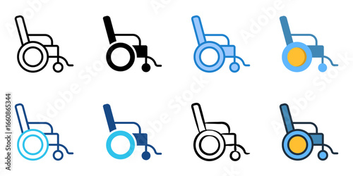 Wheelchair icon set multiple style collection 
