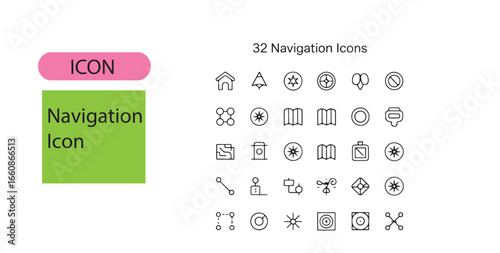 Navigation Icon- Compass, Map, and Direction Symbol.