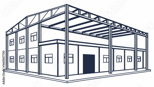 Steel framed industrial building structure.