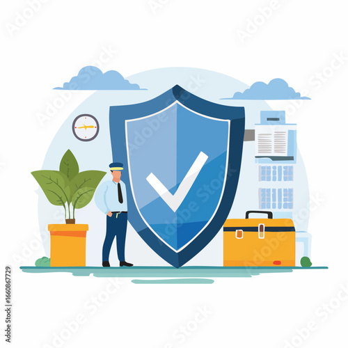 警備業と安全警護サービスを表すベクターイラスト