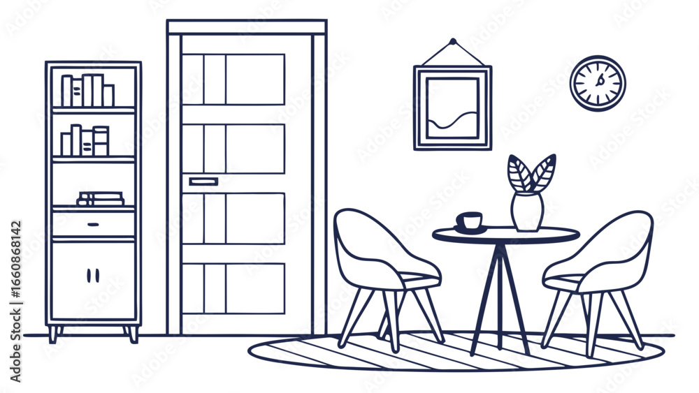Fototapeta premium A minimalist interior design with furniture.