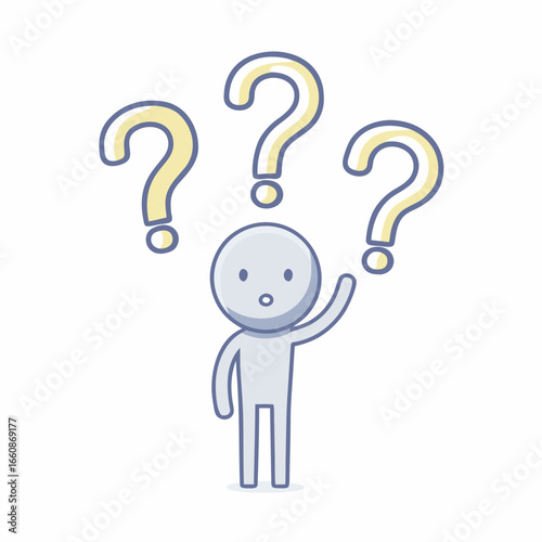 A cartoon person with question marks floating above their head in confusion