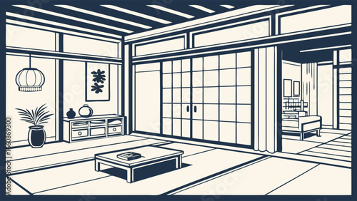 A serene traditional Japanese interior room.