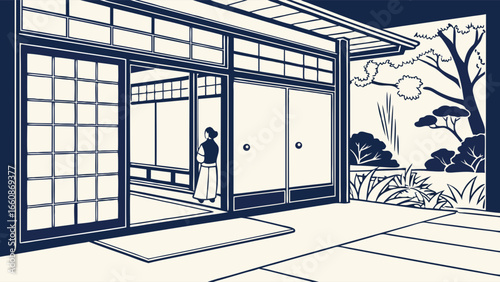 Traditional Japanese house interior design.