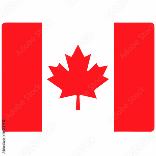 The national flag of Canada with a red maple leaf on white background
