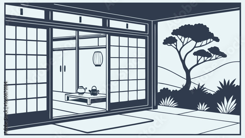 Traditional Japanese room with shoji screens and garden view.