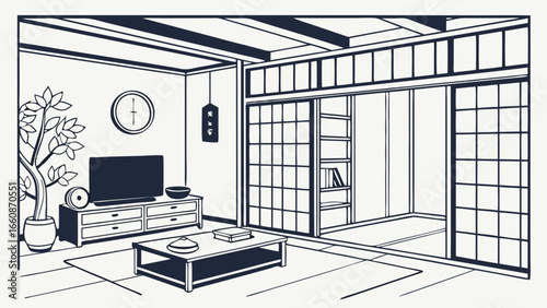 A traditional Japanese living room interior.