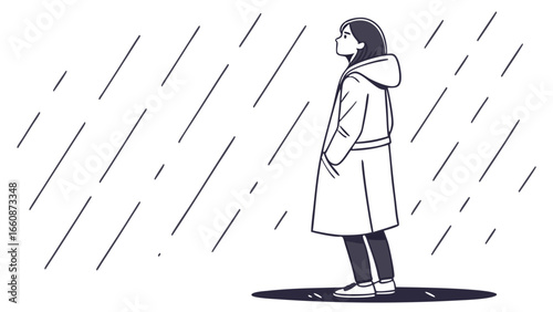 person standing alone in the rain.