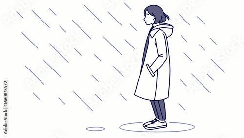 a person standing alone in the rain.