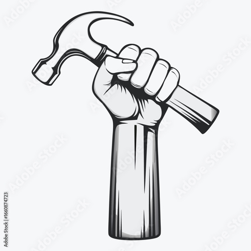 A hand holding a hammer in a fist