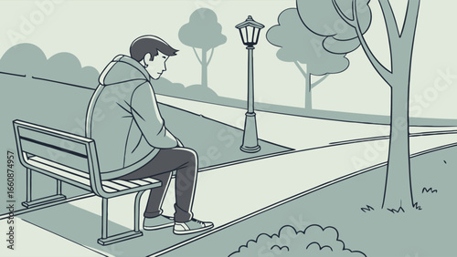 a man sitting on a park bench.