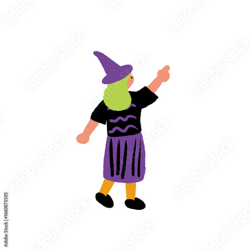 ハロウィンの仮装をする女性の手書きイラスト