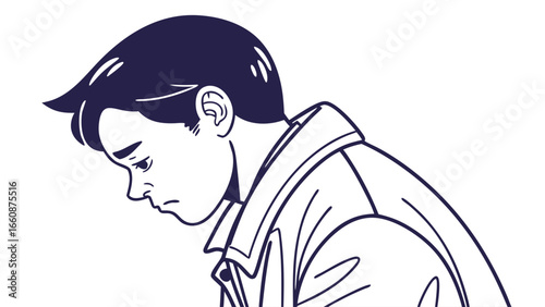 Sadness and melancholy in a young man.