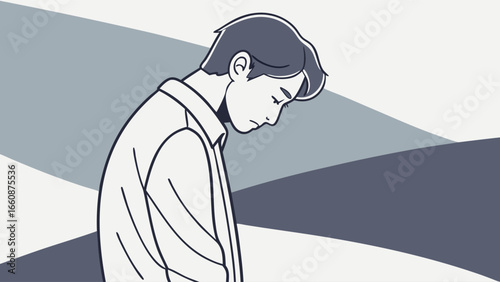 a man with his head bowed down.