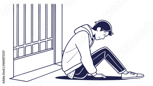 a man sitting alone on the floor.