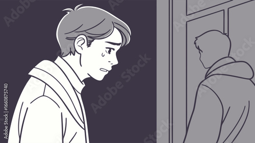 Two men looking at each other with concern.