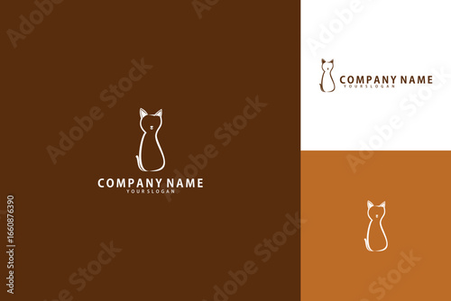Minimalist Cat Logo Design with Simple Line Art Style.