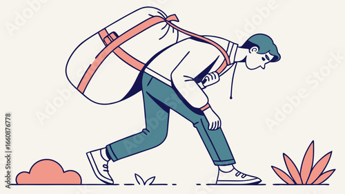 a man with a backpack walking.