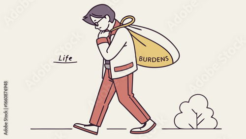 A man carrying a heavy burden.
