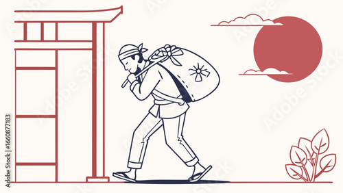 Person walking with backpack outdoors.