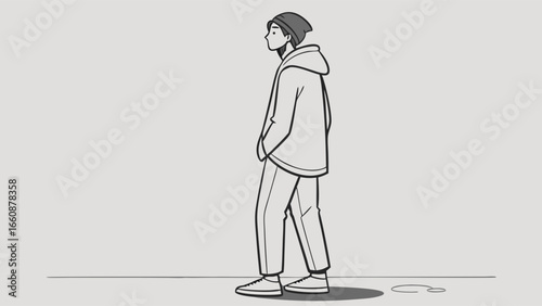 A man standing alone in contemplation.