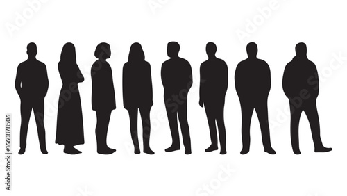 Adult people silhouettes vector illustration. group of adult people silhouettes