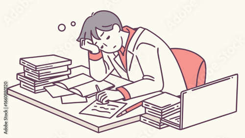 Young woman feeling stressed while studying.