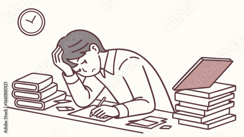 overwhelmed businessman struggling with workload.