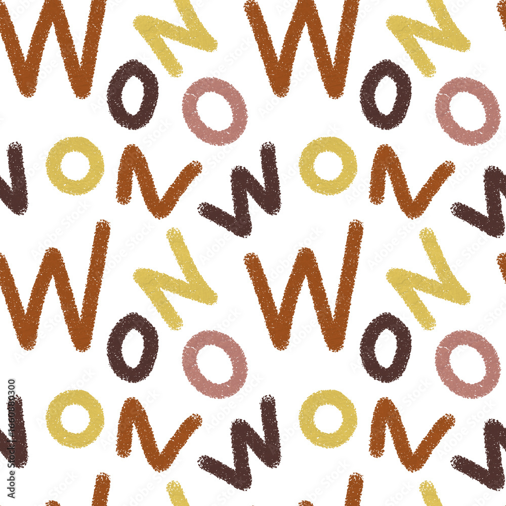 Seamless pattern of bold alphabet letters W O N in colorful typography Seamless pattern of bold alphabet letters W O N in colorful typography