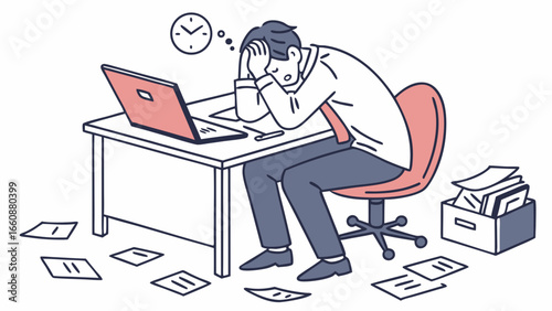 overwhelmed businessman struggling with workload stress.