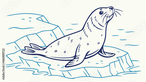 A drawing of a seal on ice.