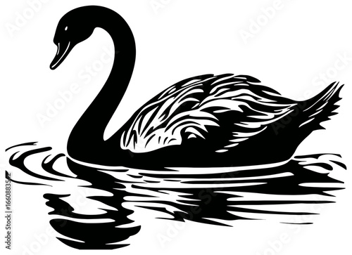 Swan Silhouette Gliding on Twilight Waters