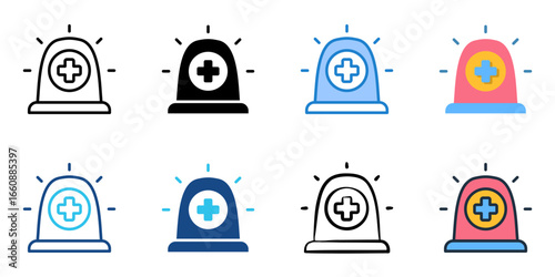 Emergency Care icon set multiple style collection 
