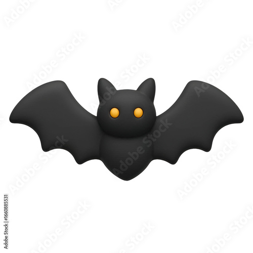 3D soft matte rubber style Halloween bat icon PNG transparent