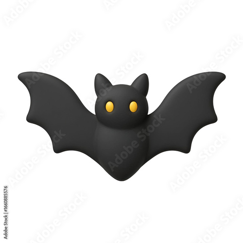 3D soft matte rubber style Halloween bat icon PNG transparent