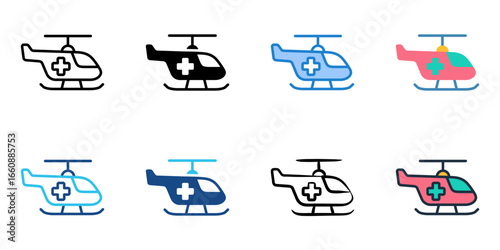 Rescue Helicopter icon set multiple style collection 
