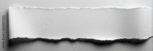 A torn strip of white paper against a light gray background
