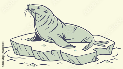 Seal resting on ice floe in the Arctic.