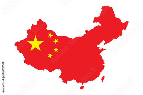 Map of China with the pattern of the China flag. Vector illustration design of the map of China flag.
