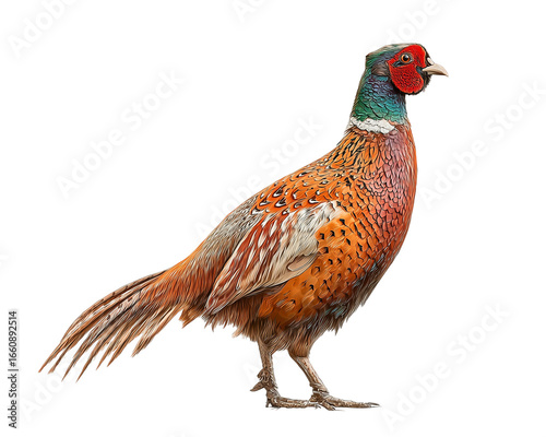 Standing pheasant with colorful plumage