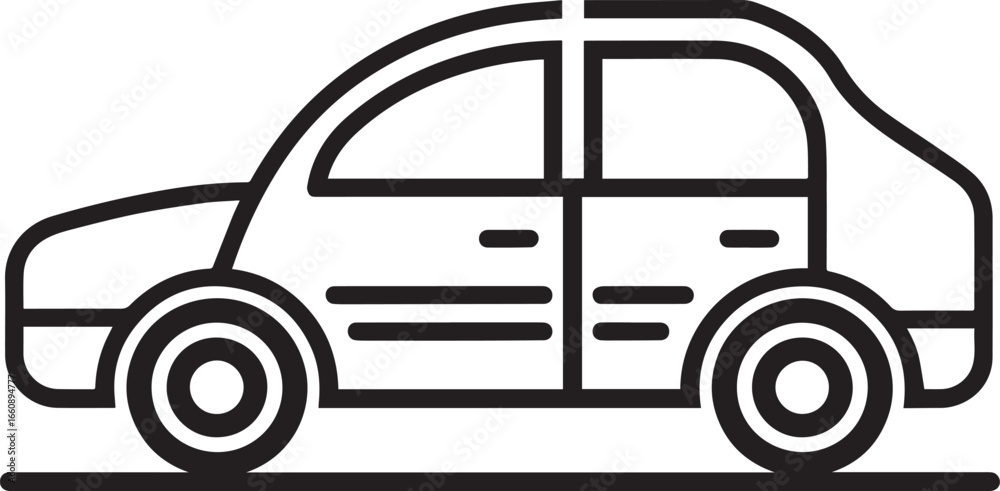 Fototapeta premium car linear icon black vector illustration