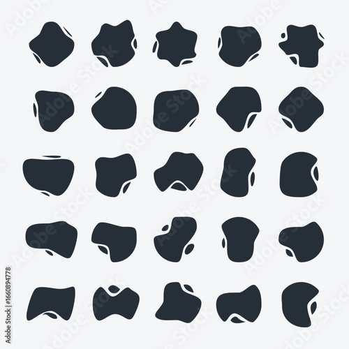 Random abstract liquid organic irregular blotch shapes flat style design fluid illustration set banner simple shape template for presentation design, flyer, isolated on white background