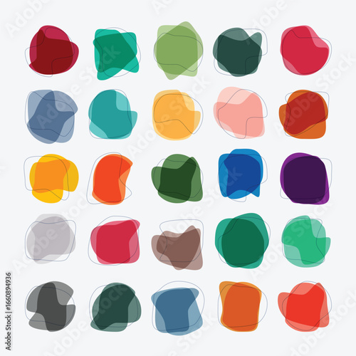 Random abstract liquid organic irregular blotch shapes flat style design fluid illustration set banner simple shape template for presentation design, flyer, isolated on white background