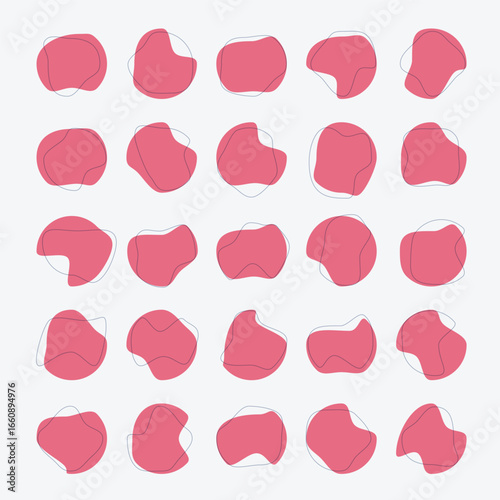 Random abstract liquid organic irregular blotch shapes flat style design fluid illustration set banner simple shape template for presentation design, flyer, isolated on white background