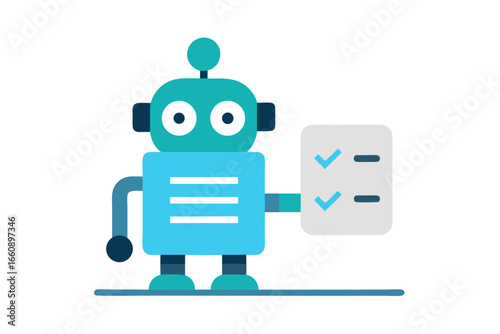 Flat Illustration AI Powered Home Cleaning Robot