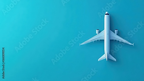 Wallpaper Mural Top view of a modern commercial airliner flying in clear blue sky with wings extended and engines visible, symbolizing air travel and flight transportation Torontodigital.ca